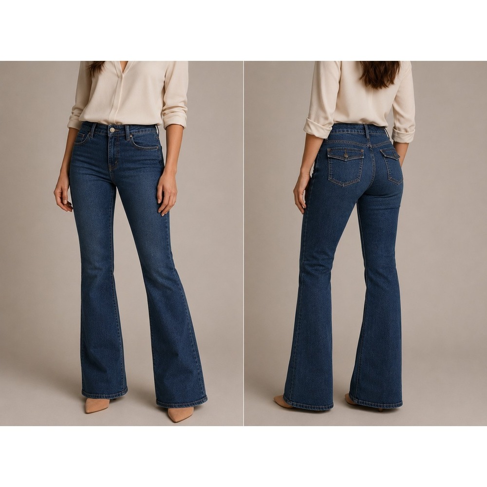 Banana‎ Republic Women's 14B Bootcut Jeans Dark Wash Stretch Denim Flap Pocket